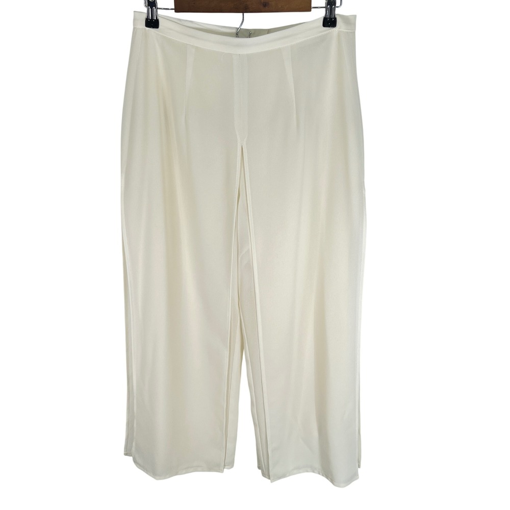 J.R. Nites by Caliendo Cream Wide Leg Chiffon Overlay Formal Pants Womens Size 8